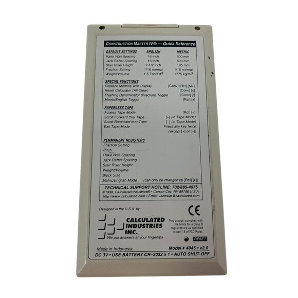 Vintage Construction Master IV 4 Calculator Calculated Industries Model 4045 V1‎ - Picture 4 of 5
